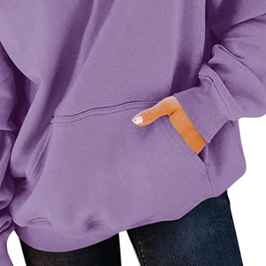 Sweat à capuche d'hiver pour femmes tricoté automne polaire lourde imprimé lettre motif goutte épaule Streetwear Style Hoodies - Product Image 2