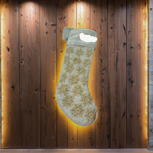 Grand bas de Noël en velours bas de Noël en velours blanc de luxe flocon de neige doré broderie décoration de cheminée de vacances - Product Image 1