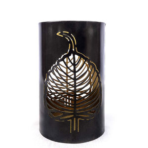 Black & Gold Metal Etched Cutout <b>Leaf</b> Votive Tea <b>Light</b> Holder - Product Image 6