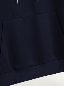 เสื้อฮู้ดผ้าฝ้ายโอเวอร์ไซส์สำหรับผู้ชายเสื้อมีฮู้ดผ้าฟลีซเปิดไหล่เรียบ - Product Image 4