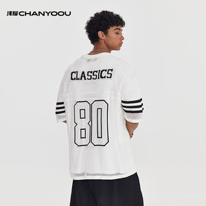 T-shirt vintage en maille de coton pour homme super doux unisexe T-shirt graphique à impression personnalisée T-shirt à manches longues double couche pour homme - Product Image 4