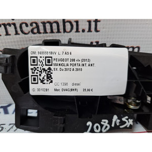 Maniglia Interna Anteriore Sinistra PEUGEOT 208 Serie 96555518VV (12>19) - Product Image 4