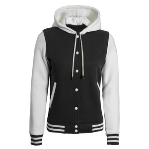 Top con capucha tendencia logotipo personalizado 100% algodón polar mujeres Varsity chaquetas personalizadas moda mujer Varsity chaqueta - Product Image 3