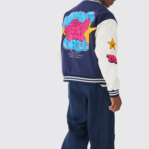 Chaqueta universitaria de lana Unisex personalizada de alta calidad con mangas de cuero estilo Letterman de béisbol universitario para hombres invierno OEM ODM - Product Image 6