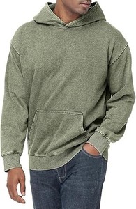 Plain Solid Hoodie Hombres Oversized Cotton Fleece Street Style Acid Wash Hoodie Cómoda sudadera suelta - Product Image 3