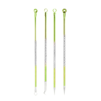 Kit d'outils de dissolvant de points noirs professionnel 4 pièces en acier inoxydable acné bouton Popper extracteur de comédon pour les soins de la peau du visage