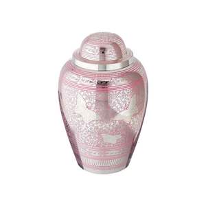 Urna Funeraria de Latón Premium para Cenizas Humanas, Color Rosa, Grabada a Mano, Recipiente Decorativo para Cenizas - Product Image 1