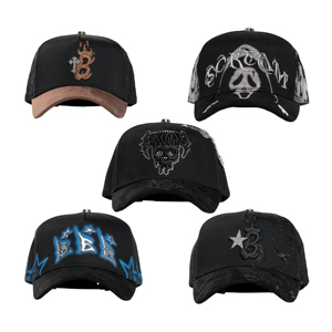 Topi Barbas Hats Custom 5 Panel Gorras Suede Vintage Baseball Caps Curved Brim Hitam Original B-STAR GRAFFITI Barbas Hats <span class=keywords><strong>Set</strong></span> Lengkap - Product Image 1