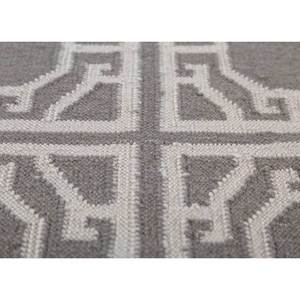 Tapis en laine géométrique Alhambra gris et noir à tissage plat pour couloir, chambre et salon - ADWL-13209 - Product Image 3