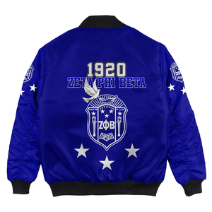 Vêtements grecs pour femmes Zeta Phi Beta 1920 Veste en satin bleu et blanc Broderie du blason de la sororité ZPB Vêtements universitaires de qualité supérieure - Product Image 2
