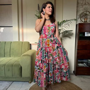 Boho Floral coton robe robe d'été à la main pour les femmes léger tenue décontractée robe courte pour les vacances ou la plage vêtements élégants - Product Image 1