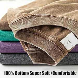 Camiseta Básica con Cuello Redondo y Lavado Ácido Personalizada para Hombre, 100% Algodón, Talla Grande, Estampado en Serigrafía, Estilo Urbano, Tejida - Product Image 3