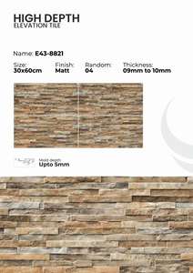 Stylisme d'élévation résidentielle haut de gamme avec des carreaux en porcelaine à texture profonde finition mate 300x600mm - Product Image 2