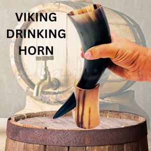 Jarra de búfalo estilo vikingo respetuosa con el medio ambiente personalizada hecha a mano, cuerno para beber tallado Natural, característica única de Animal pulido - Product Image 1