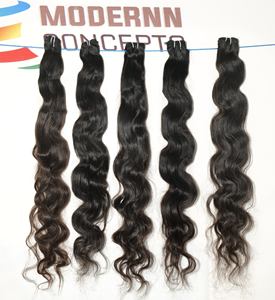 Extensiones de cabello ondulado natural indio crudo de alta calidad Extensiones de cabello humano indio Paquetes alineados con cutícula Cabello humano - Product Image 1