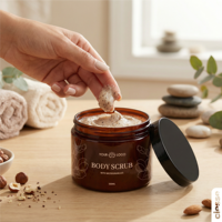 Gommage Corps et Visage Anti-âge Raffermissant Exfoliant à la Camomille, à l'Aloe Vera et à la Vitamine E, Sans Cruauté Animale, Parfum Lotus, Marque Privée OEM ODM