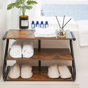 Zapatero de 3 niveles, organizador de madera con marco Z con estantes de metal resistentes para entrada, armario, dormitorio - Product Image 1