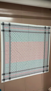 2024 venta al por mayor impresión Digital Kufiya Hijab 128*128cm Plaid cuadrado borla musulmán cabeza bufanda para hombres - Product Image 6