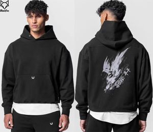Sudadera con Capucha Extra Grande para Hombre, Diseño Minimalista en Negro Sólido, Logotipo Bordado en la Parte Delantera, Bolsillo, Corte Regular, Ropa de Otoño - Product Image 2