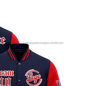 Concept créatif Veste universitaire personnalisée en laine et cuir Marque unique avec broderie sur le devant Col montant Logo Modèle MCACVJ-205 - Product Image 4