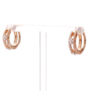 Pendientes de Aro con Flores de Oro Rosa de Lujo para Mujer, Aros Huggie, Joyería Nupcial para Bodas - Product Image 4