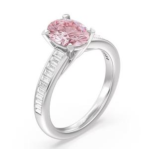 Bague de fiançailles en diamant taillé ovale 14k rose laboratoire créé bijoux VS1 clarté F couleur pour bijoux - Product Image 2