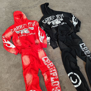 Conjunto Deportivo Holgado con Sudadera y Pantalones Deportivos Deslavados al Ácido para Hombre y Mujer - Product Image 6