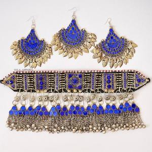 Conjunto de pendientes de collar de novia de boda hecho profesional, conjunto de joyería chapada oxidada turquesa de latón de estilo afgano de nuevo diseño - Product Image 1