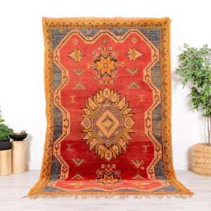 พรมโมร็อกโกแท้ ทำมือจากขนสัตว์ ลายเบอร์เบอร์แบบดั้งเดิม สไตล์วินเทจและโมเดิร์น สำหรับตกแต่งบ้าน - Product Image 1