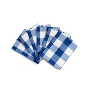 Premium Organic 100% algodón GOTS certificado azul a cuadros bordado 520GSM secado rápido toalla de cocina resistente de larga duración - Product Image 3