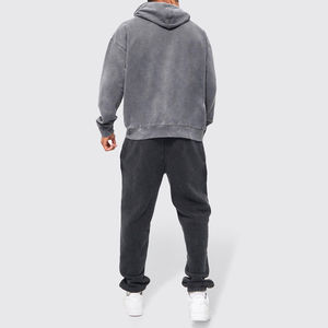 Sweat-shirts à capuche pour hommes de haute qualité, lavage à l'acide, 100% coton, légers, respirants, streetwear avec logo personnalisé sur le devant - Product Image 6
