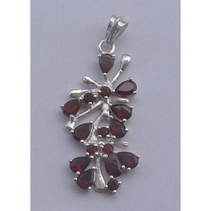 Handmade 925 Sterling Silver <b>Garnet</b> Pendant for Women Shah Gems' Religious Charm with Amethyst and Pearl Numbered Pattern - Product Image 1