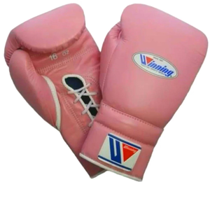 Gants de boxe professionnels à lacets, en cuir véritable rose, gants d'entraînement et de sparring, équipement de combat artisanal - Product Image 1