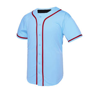 Camiseta de béisbol y sóftbol de malla transpirable, ropa deportiva juvenil personalizada de EE. UU., aparejos que absorben la humedad, camisa con botones de tela de sarga - Product Image 1