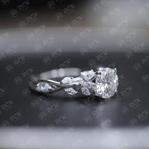 แหวนโมอิสซาไนท์กลมสีสดใสสำหรับผู้หญิงทรงกลม1.60 tcw สำหรับของขวัญวันครบรอบของขวัญวันเกิดด้วยความรัก - Product Image 4