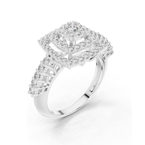 Anillo con Halo Floral de Diamantes Cultivados en Laboratorio, 0.88 CT en Total, Claridad VVS-VS EF, Disponible en Oro de 18K, 14K, 10K y Plata 925 - Product Image 6