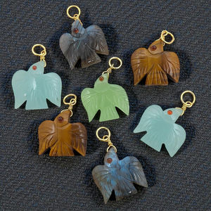 Pendentifs en chalcédoine aqua faits à la main en forme d'oiseau pour la fabrication de bijoux - Product Image 4