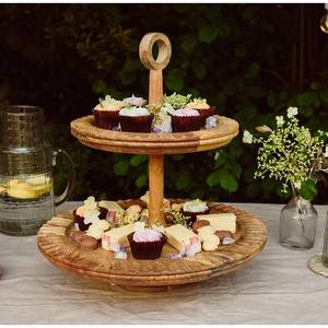 Soporte de pastel de doble lágrima de madera y mármol de estilo único, forma cuadrada, fiesta de oficina y restaurante, vajilla usada, soporte de pastel de vajilla - Product Image 5