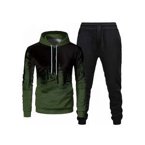 Hot Sale Custom OEM Cotton Print 100% Cotton Hoodie Tracksuits <b>Men's</b> Sweat Suits Winter Collection 2 Piece Set Gym Jogger Sets - Product Image 5