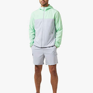 Conjunto Deportivo Personalizado de Fabricante, Conjunto de Dos Piezas de Pantalones Cortos y Chaqueta Cortavientos de Nailon con Cremallera para Hombre - Product Image 3