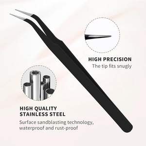 Pinzas para Extensión de Pestañas 3D de Acero Inoxidable Color Negro, Pinzas para Cejas y Pestañas, Artículos de Belleza - Product Image 4