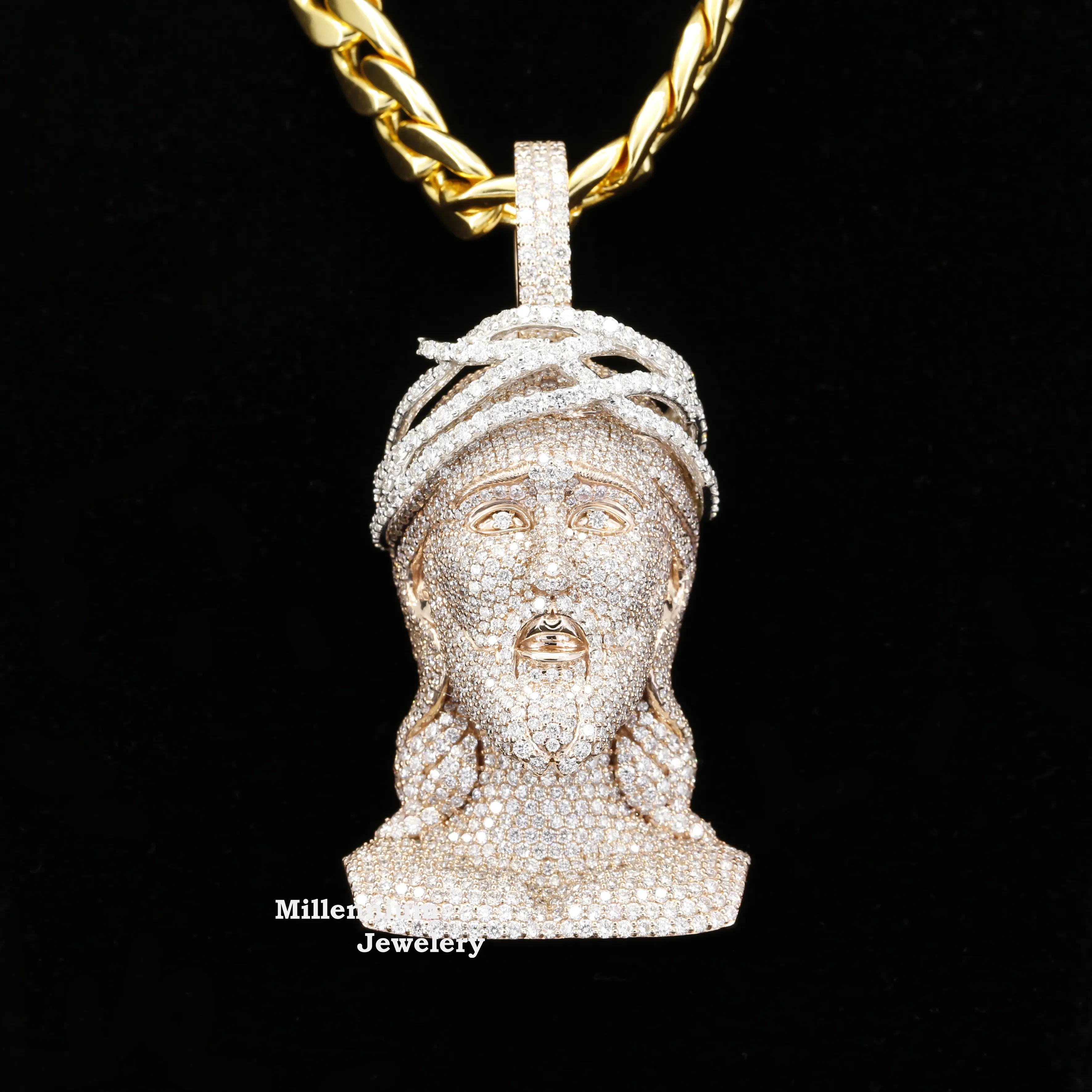 Экстремальное качество Муассанит бриллиант стерлингового серебра религиозный кулон с лицом Иисуса по оптовой цене для мужчин и рэпера