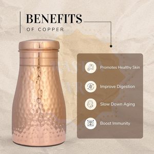 Wholesale Manufacturer Pure Copper <b>Water</b> <b>Bottle</b> Carafe Top Quality Metal Copper <b>Bottle</b> Jar With Ayurveda Health Benefits - Product Image 2