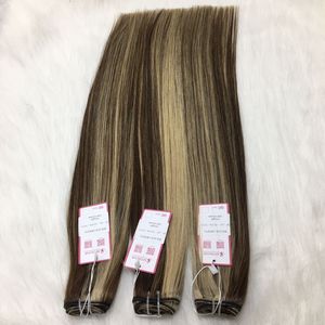 Premium Piano Color Machine Extensiones de cabello humano virgen Remy de doble trama Extensiones de tejido de cabello liso de 24 pulgadas - Product Image 3