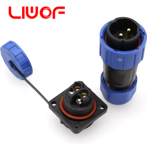 Connecteur circulaire étanche IP68 à 2 broches, connexion à vis sans soudure, montage sur panneau à bride, <span class=keywords><strong>prise</strong></span> d'alimentation mâle/femelle - Product Image 1