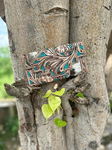 Bolso de mano de cuero con herramientas aztecas de estilo tradicional occidental para mujer - Product Image 6