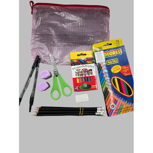 Kit de suministros escolares educativos unisex-6 # 2 lápices, 12 lápices de colores, 8 crayones, regla, 2 sacapuntas, bolsa con cremallera. Listo para enviar. - Product Image 5