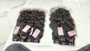 Extensiones de cabello humano indio virgen Remy recto alineado con cutícula al por mayor, máquina de doble trama, cabello natural sin procesar - Product Image 2