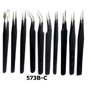 TWEEZERS noir ensemble de 10 pièces avec pochette identique à 573B une seule pince à épiler changer outil de bijoux de haute qualité prise la plus basse - Product Image 2