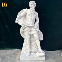 Sculpture de Poséidon en marbre blanc sculpté à la main Statue de dieu grec extérieur pour ornements de jardin et décoration de villa